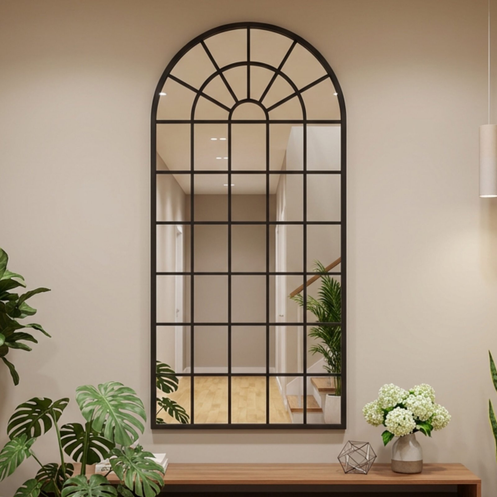 64×30 Arch Window Pane Mirror