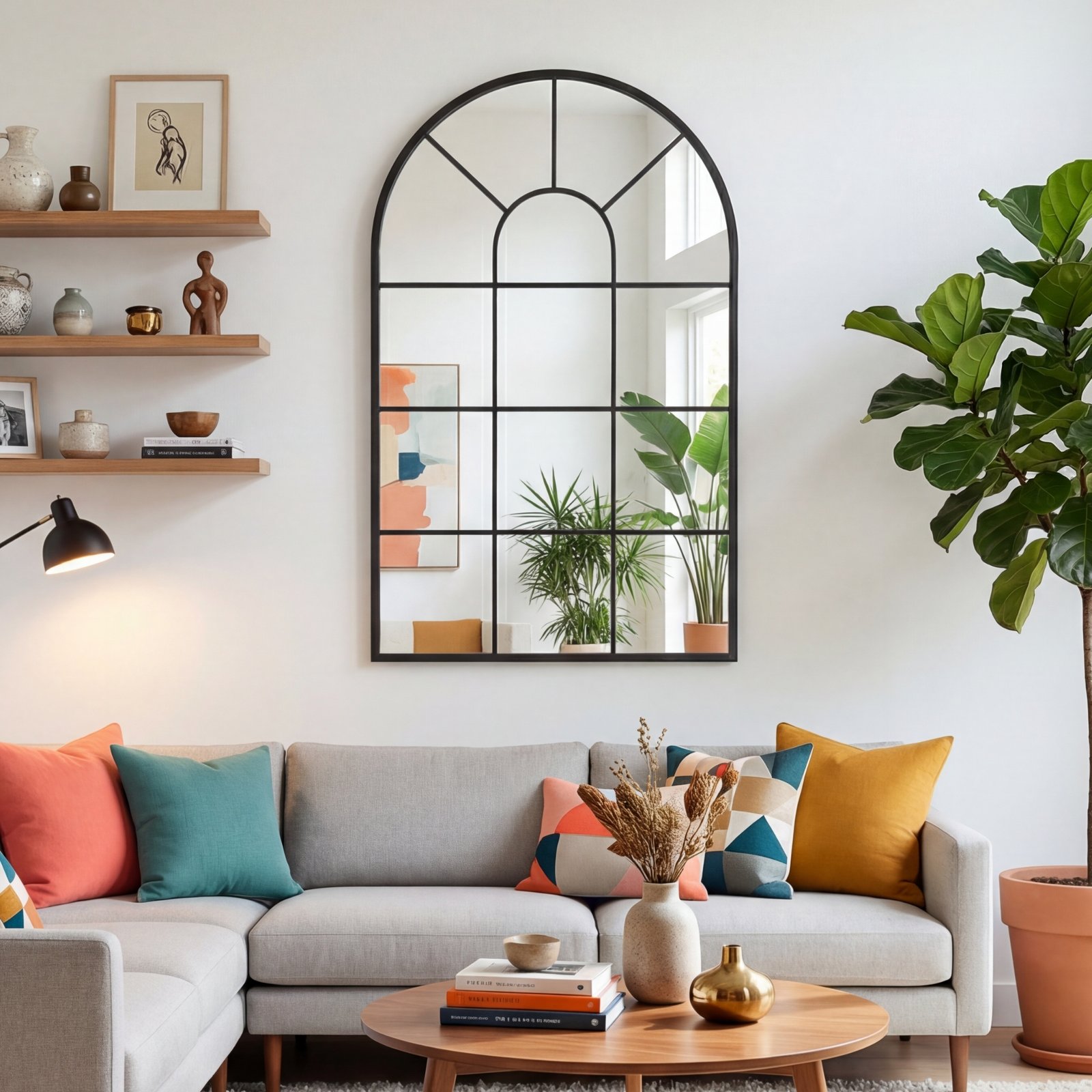 32×20 Arch Window Pane Mirror