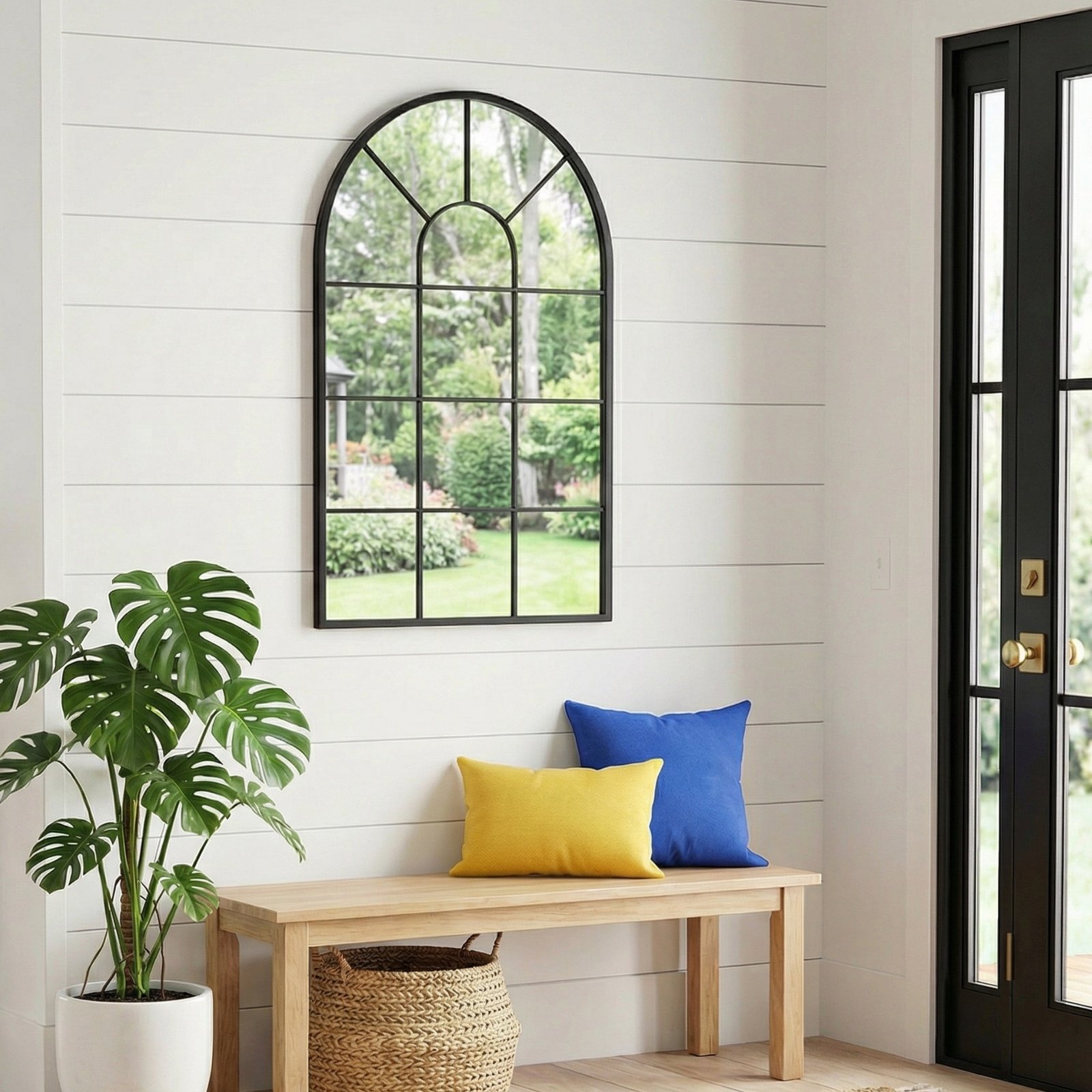 32x20 arch window pane mirror | black 32x20 arch window pane mirror | black