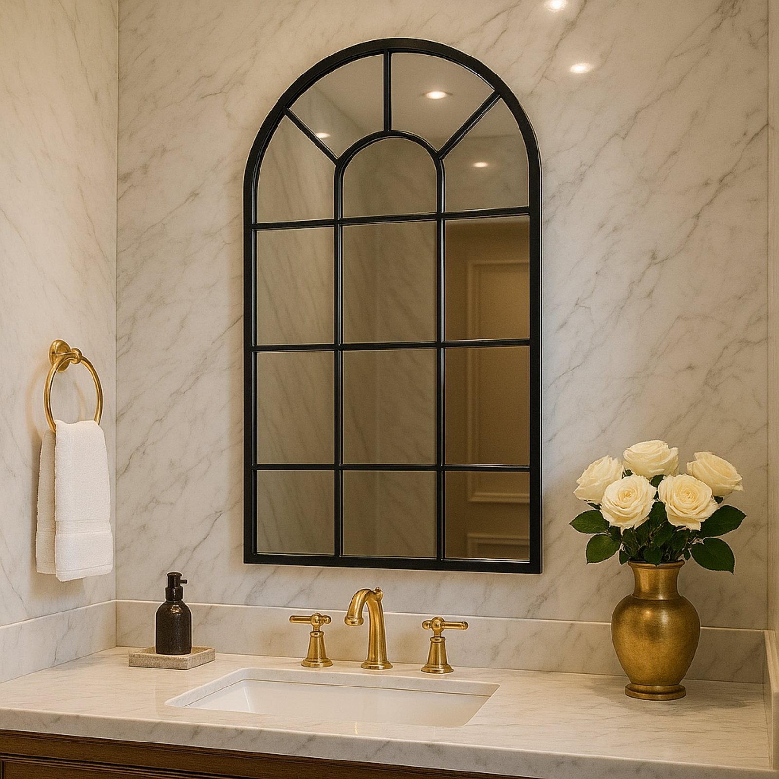 32x20 arch window pane mirror | black 32x20 arch window pane mirror | black