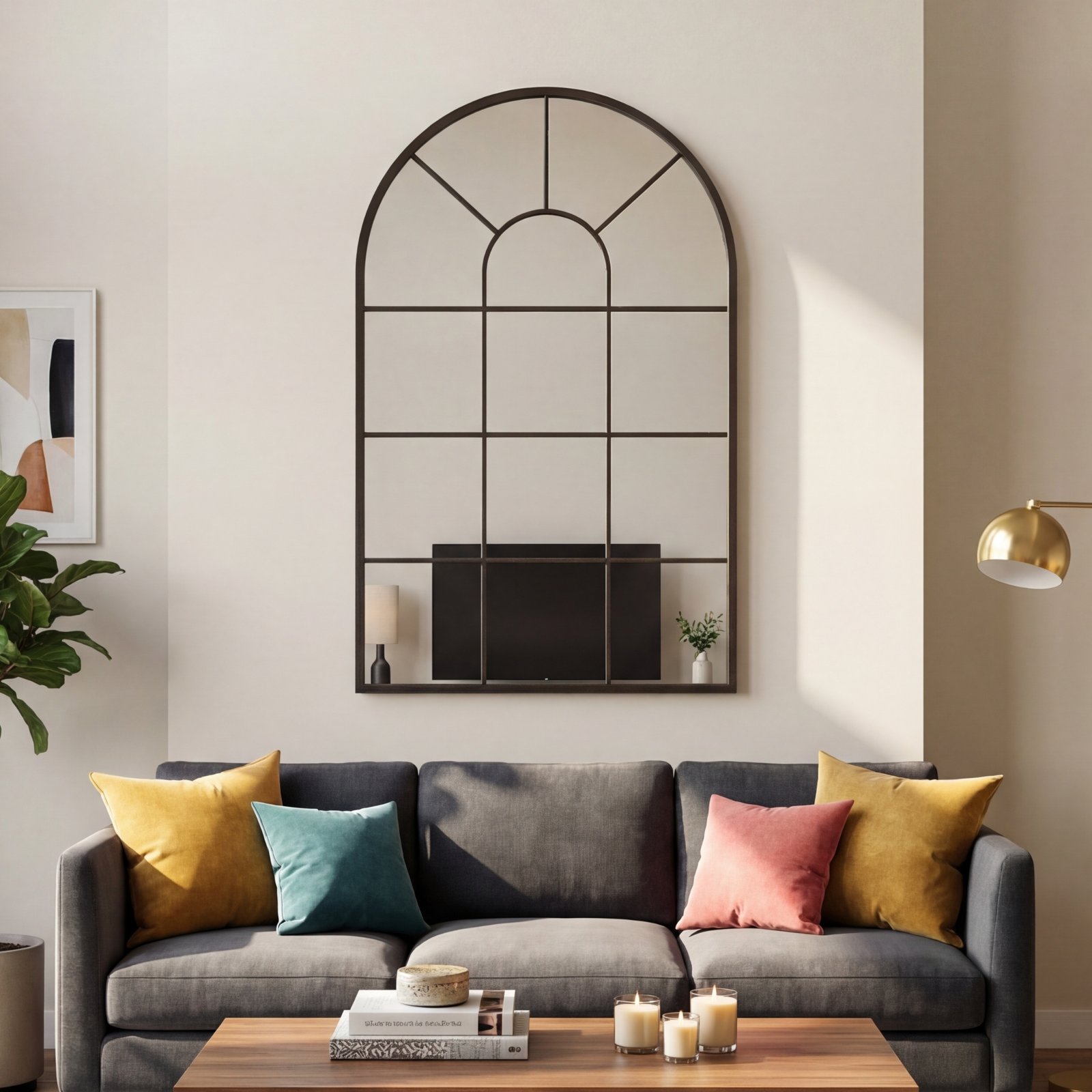 32x20 arch window pane mirror | black 32x20 arch window pane mirror | black