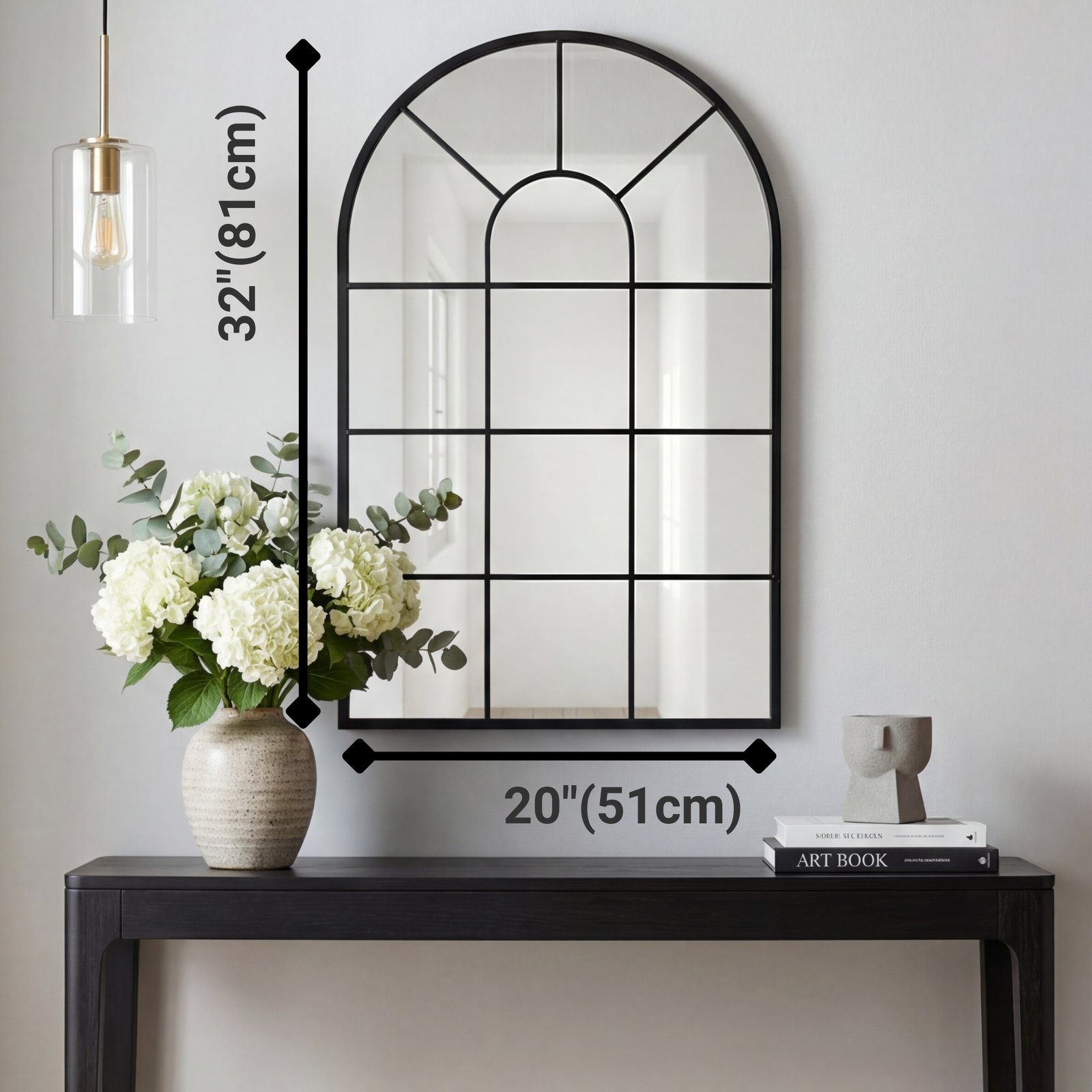 32x20 arch window pane mirror | black 32x20 arch window pane mirror | black