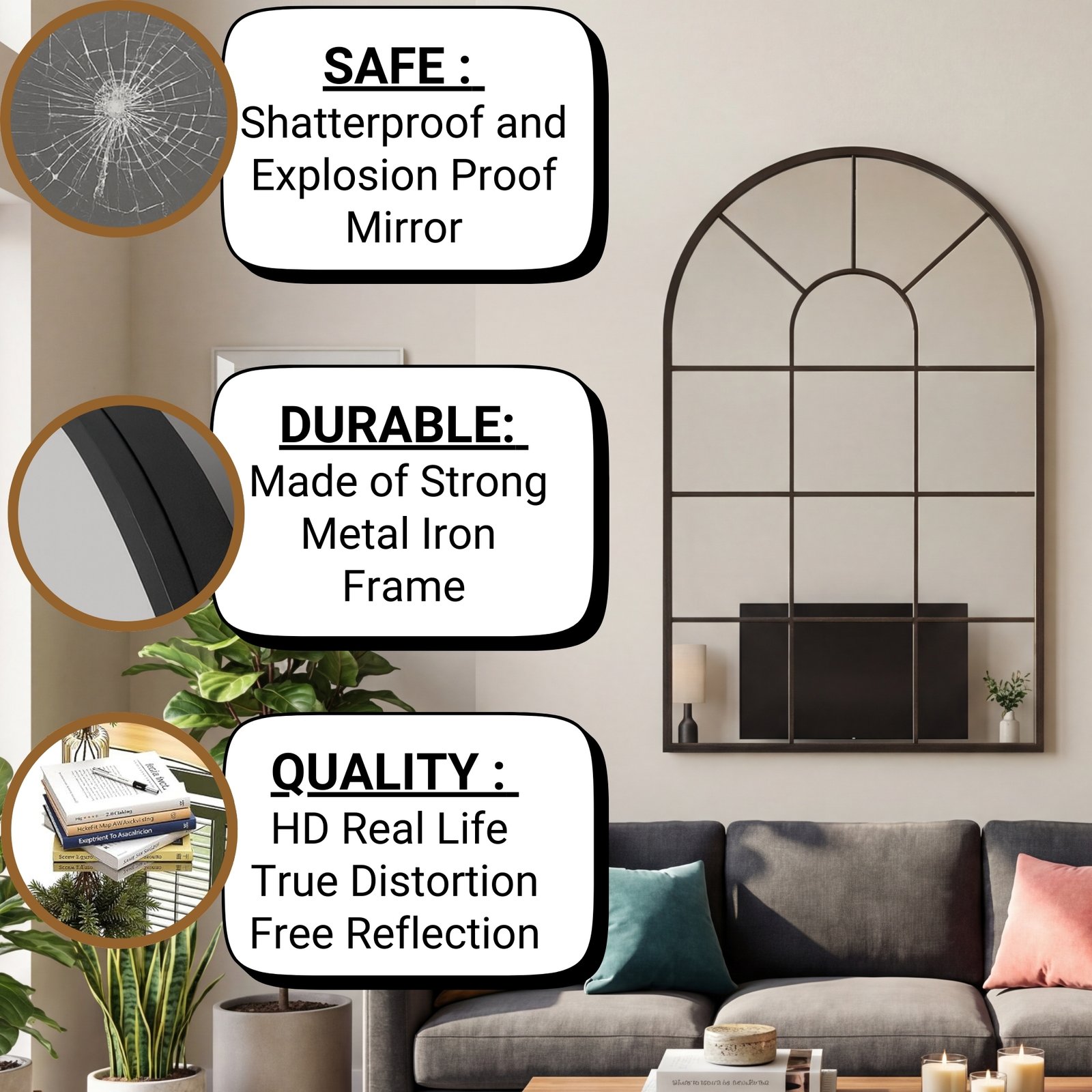 32x20 arch window pane mirror | black 32x20 arch window pane mirror | black