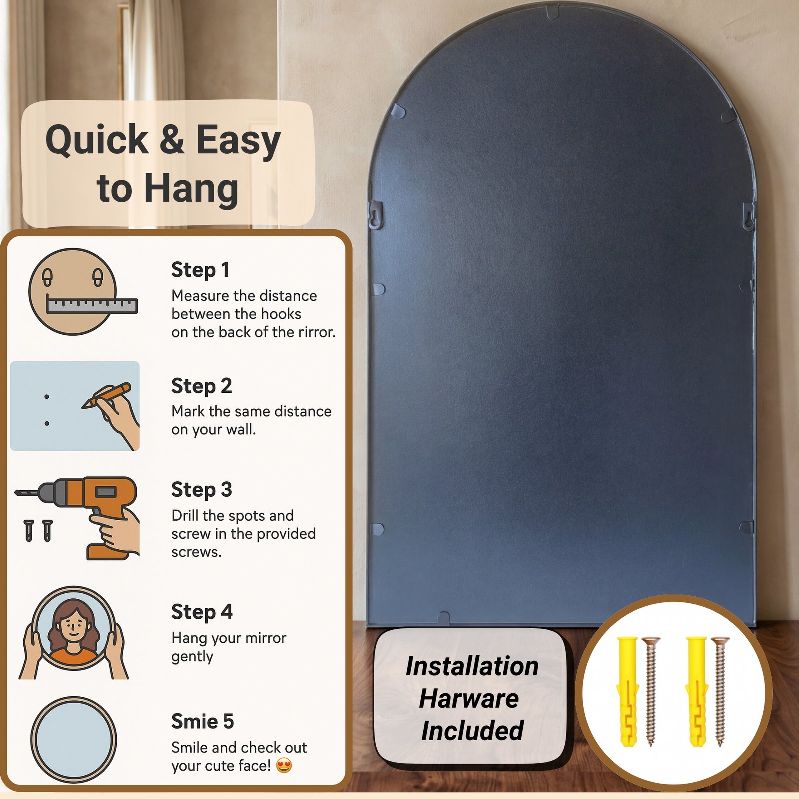 32x20 arch window pane mirror | black 32x20 arch window pane mirror | black